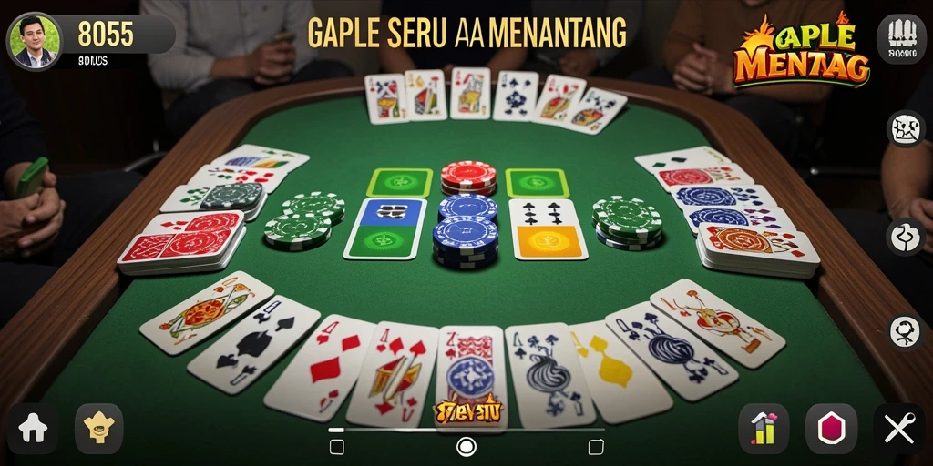 Tampilan gameplay Gaple yang seru dan dinamis di 8055.
