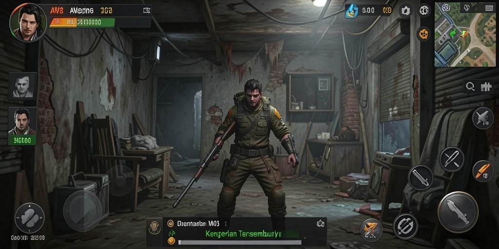 Screenshot gameplay AW8 dengan suasana Horror yang mencekam.