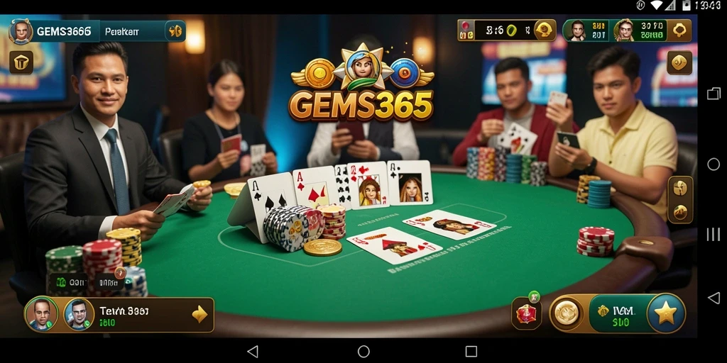 Screenshot aksi permainan Poker menarik di GEMS365.