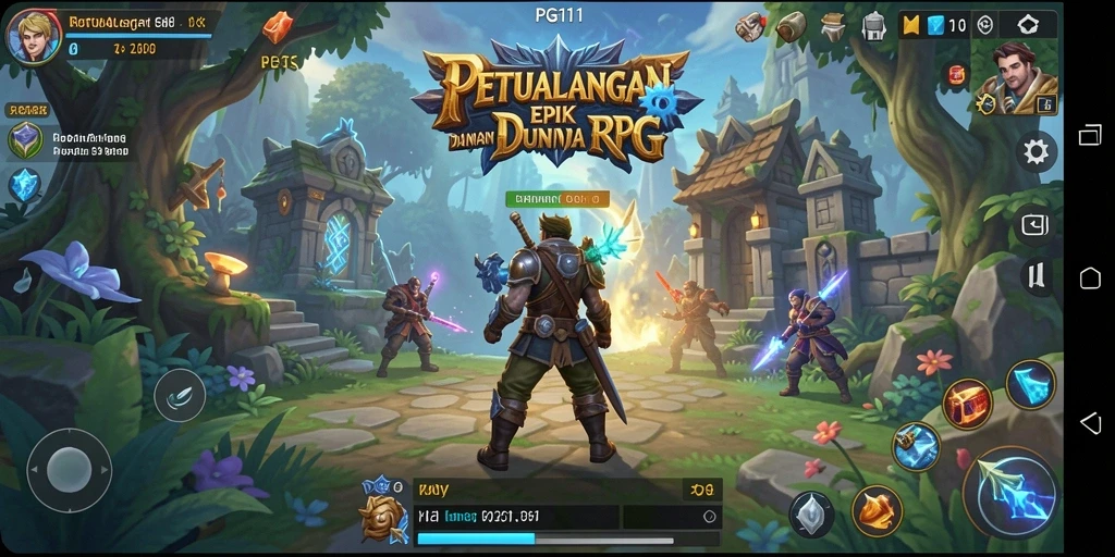 Screenshot PG11 menampilkan pertarungan epik di dunia fantasi RPG.